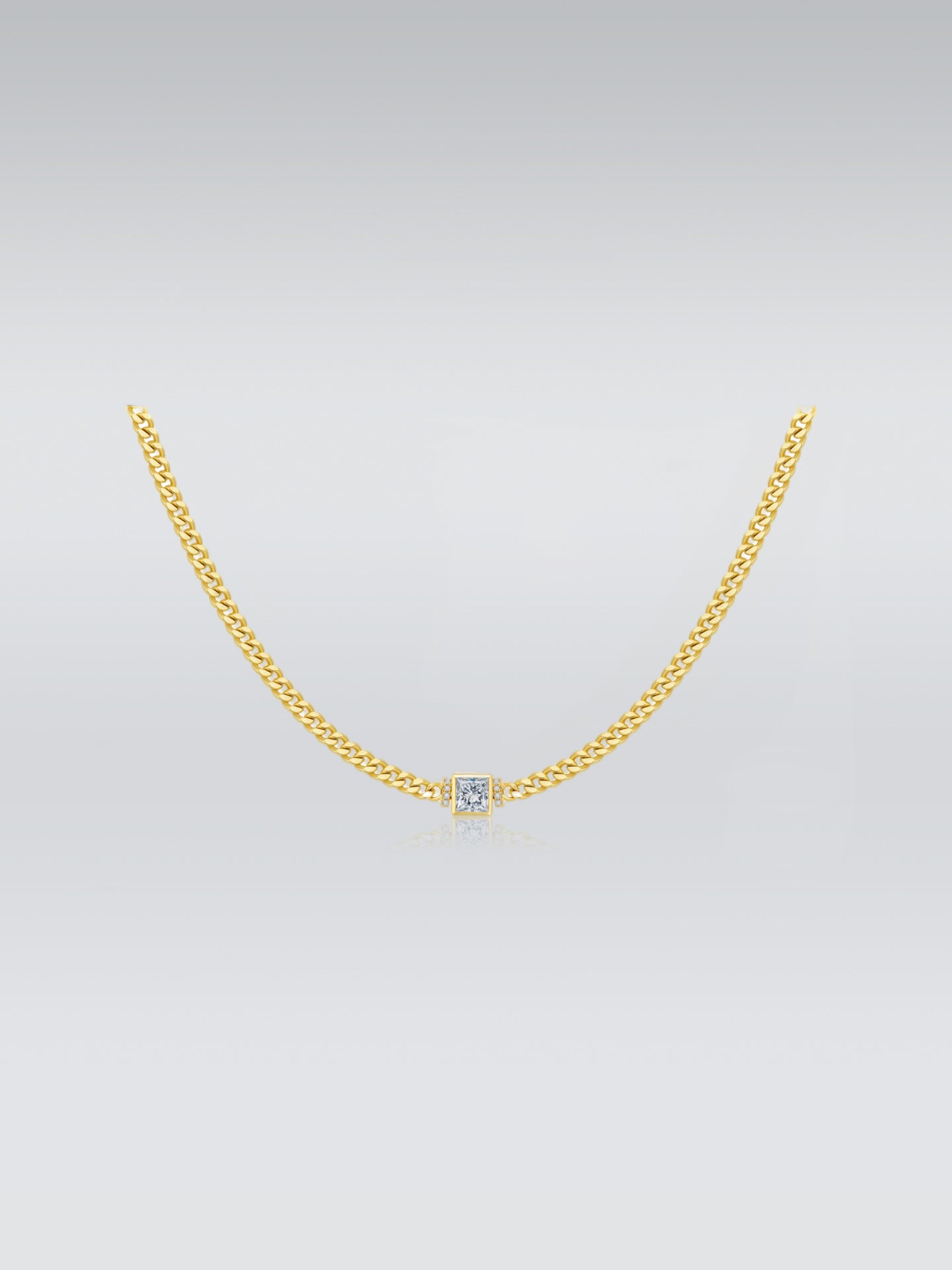 Princess-Cut Diamond Cuban Chain Necklace