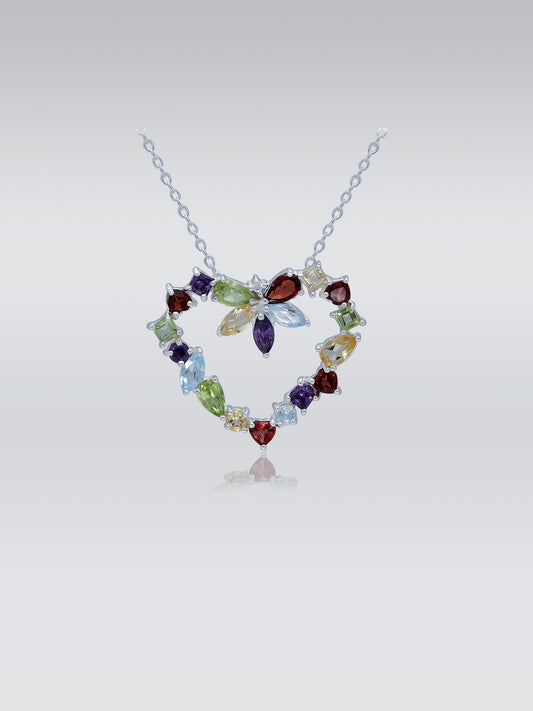 Heart-Shaped Gemstones Necklace