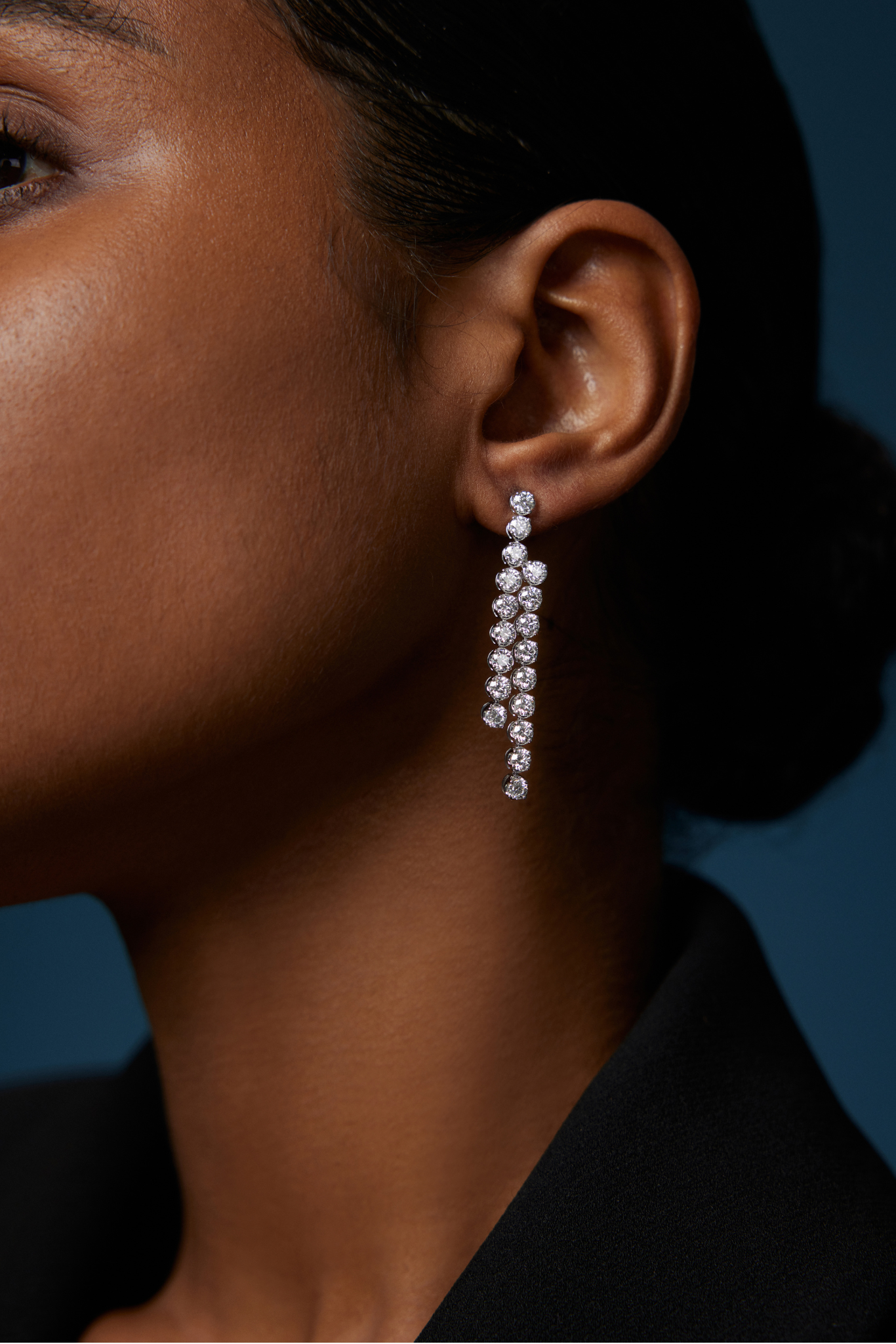 18K White Gold Diamond Drop Earrings with Lab Grown Diamonds