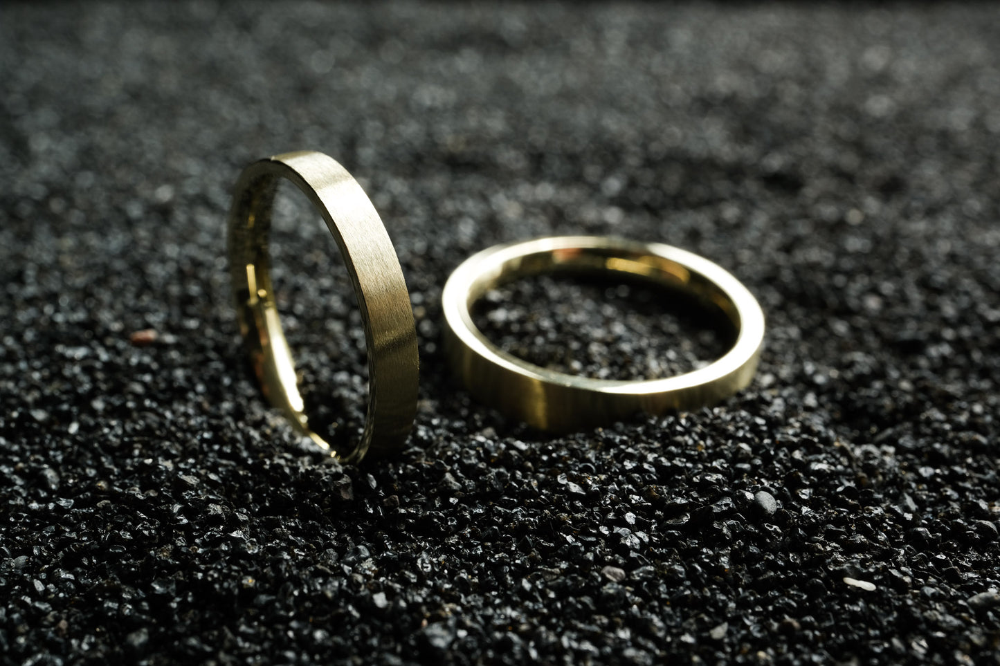 Pair of Wedding Rings 14k Gold Satin Matte Made in Germany