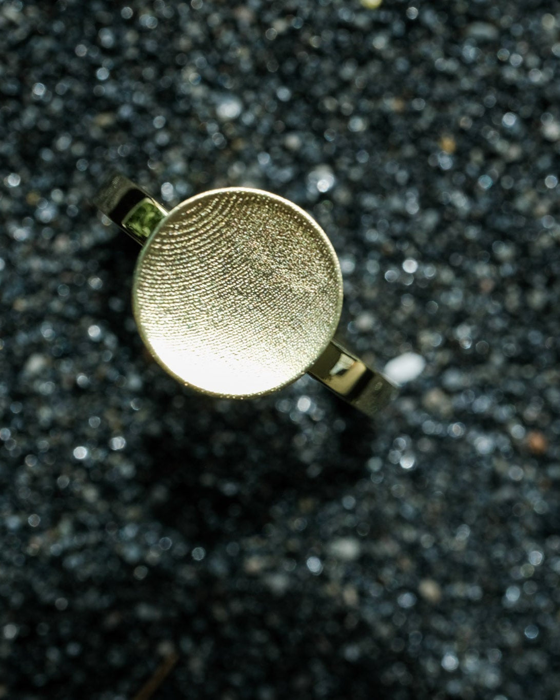 Moonlight 14k Gold Ring with Textured Oval Top Handcrafted in Germany