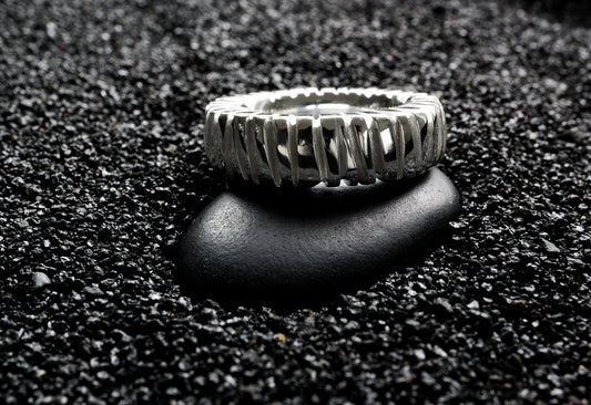 Bold Textured Band Ring Handmade in Germany from 925 Sterling Silver