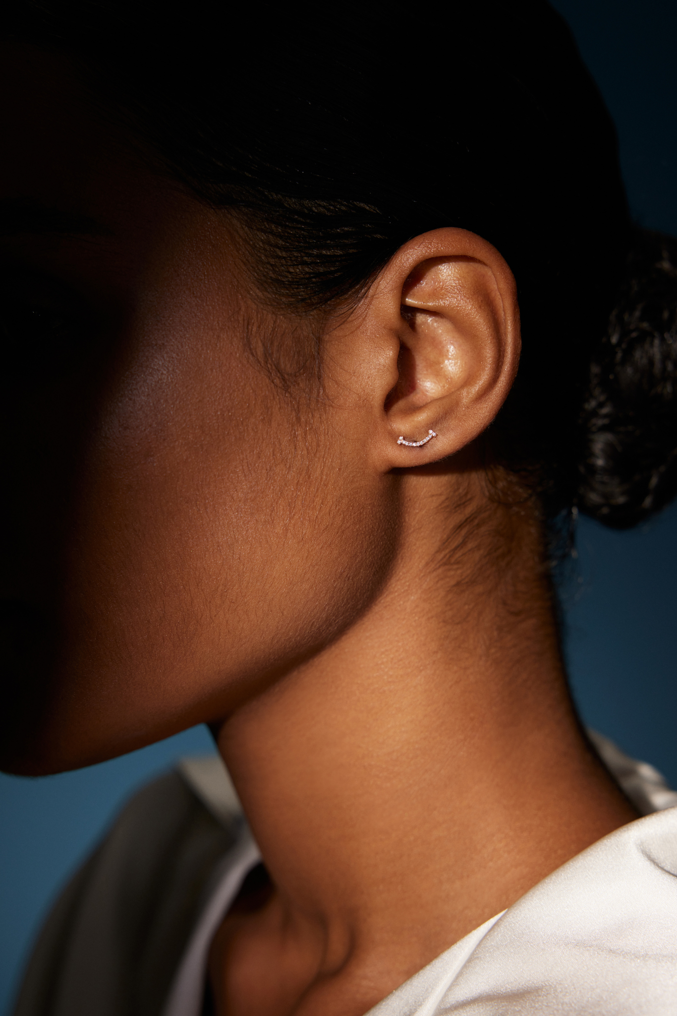 18K Rose Gold Pavé Curve Stud Earrings with Lab Grown Diamonds