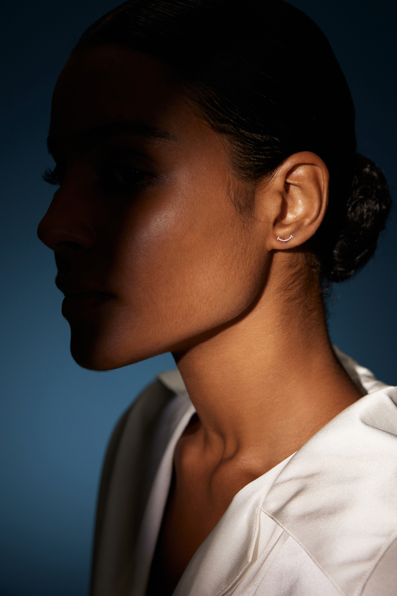 18K Rose Gold Pavé Curve Stud Earrings with Lab Grown Diamonds