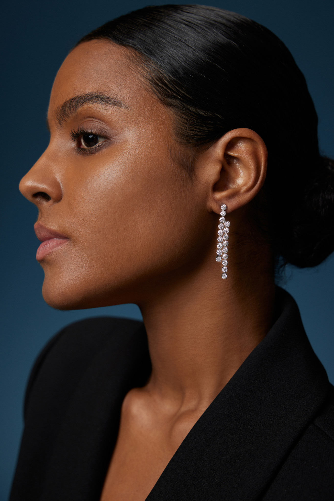 18K White Gold Diamond Drop Earrings with Lab Grown Diamonds