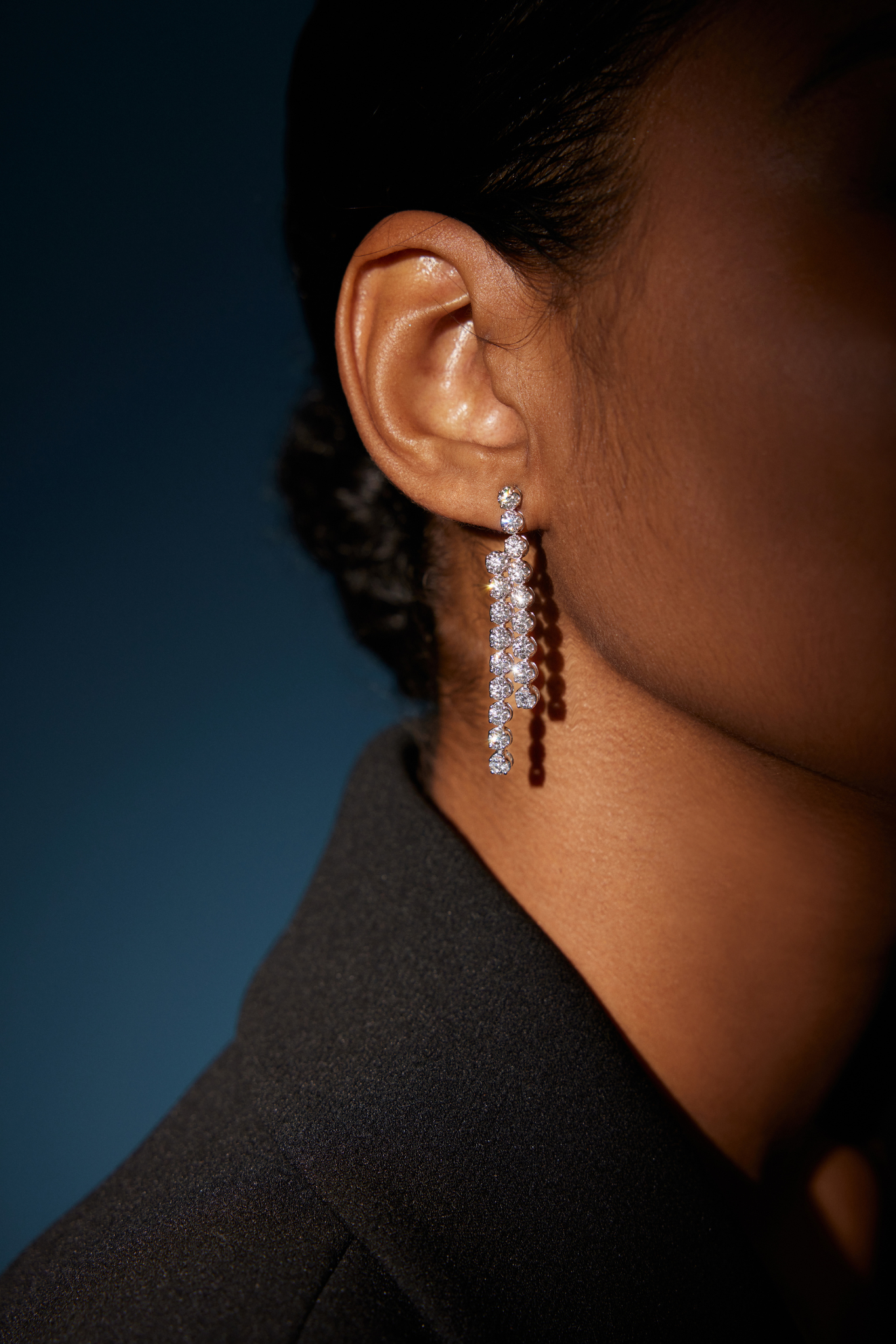 18K White Gold Diamond Drop Earrings with Lab Grown Diamonds