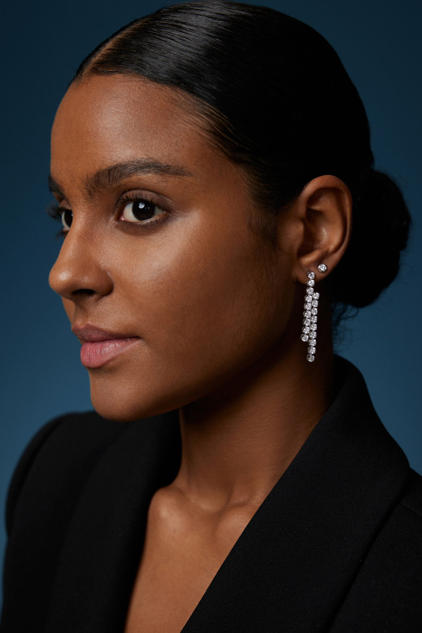 18K White Gold Diamond Drop Earrings with Lab Grown Diamonds