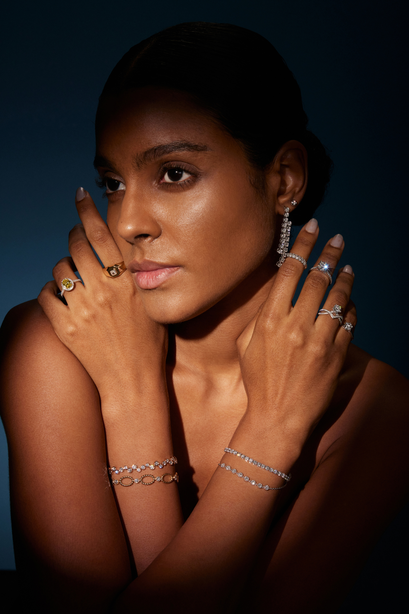 18K White Gold Diamond Drop Earrings with Lab Grown Diamonds