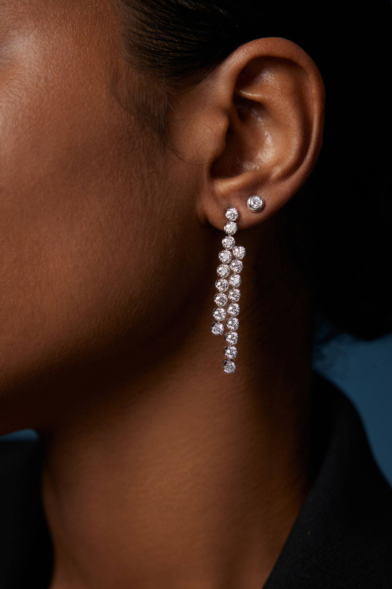 18K White Gold Diamond Drop Earrings with Lab Grown Diamonds