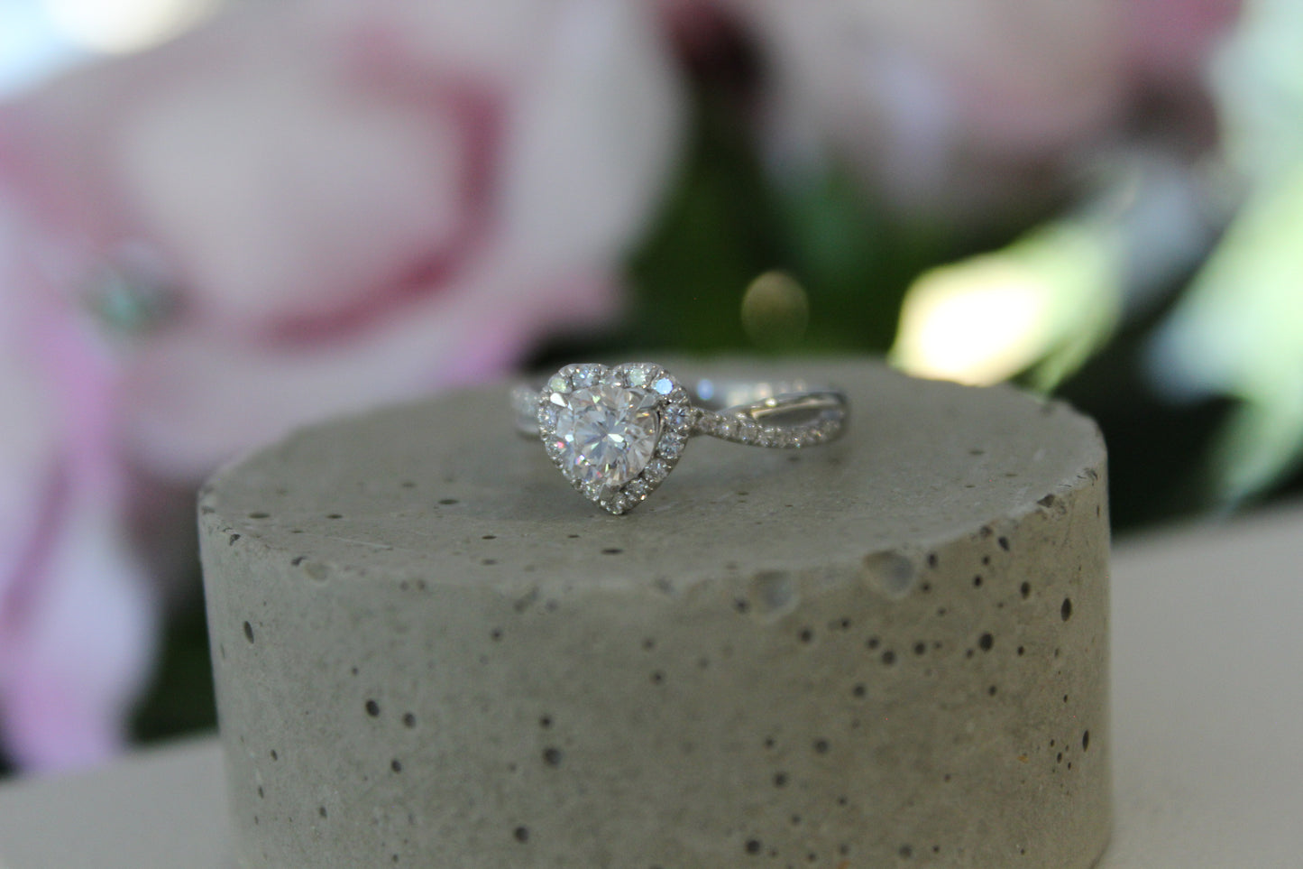 Heart-Shaped Halo Diamond Ring