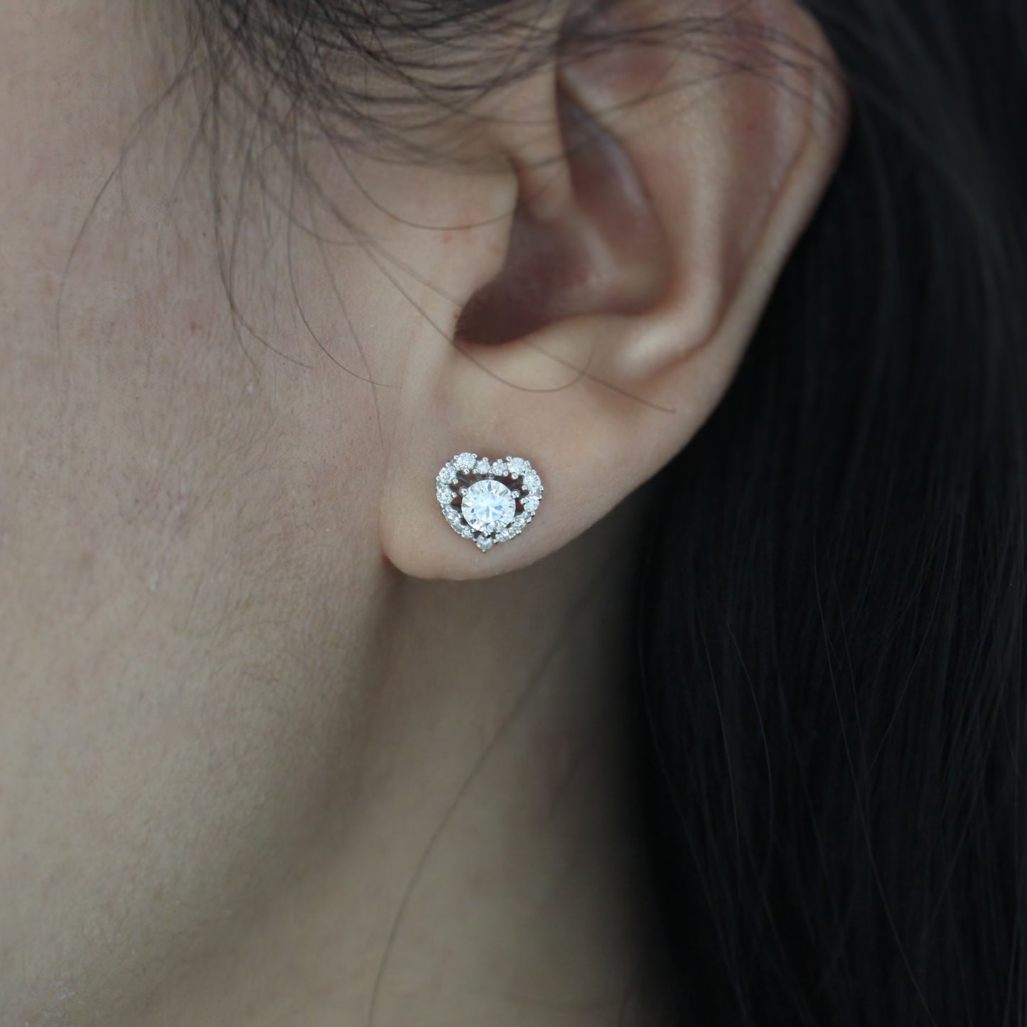 Heart-Shaped Stud Earrings