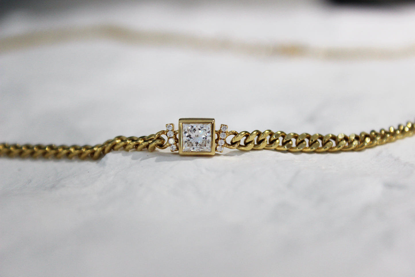 Princess-Cut Diamond Cuban Chain Necklace