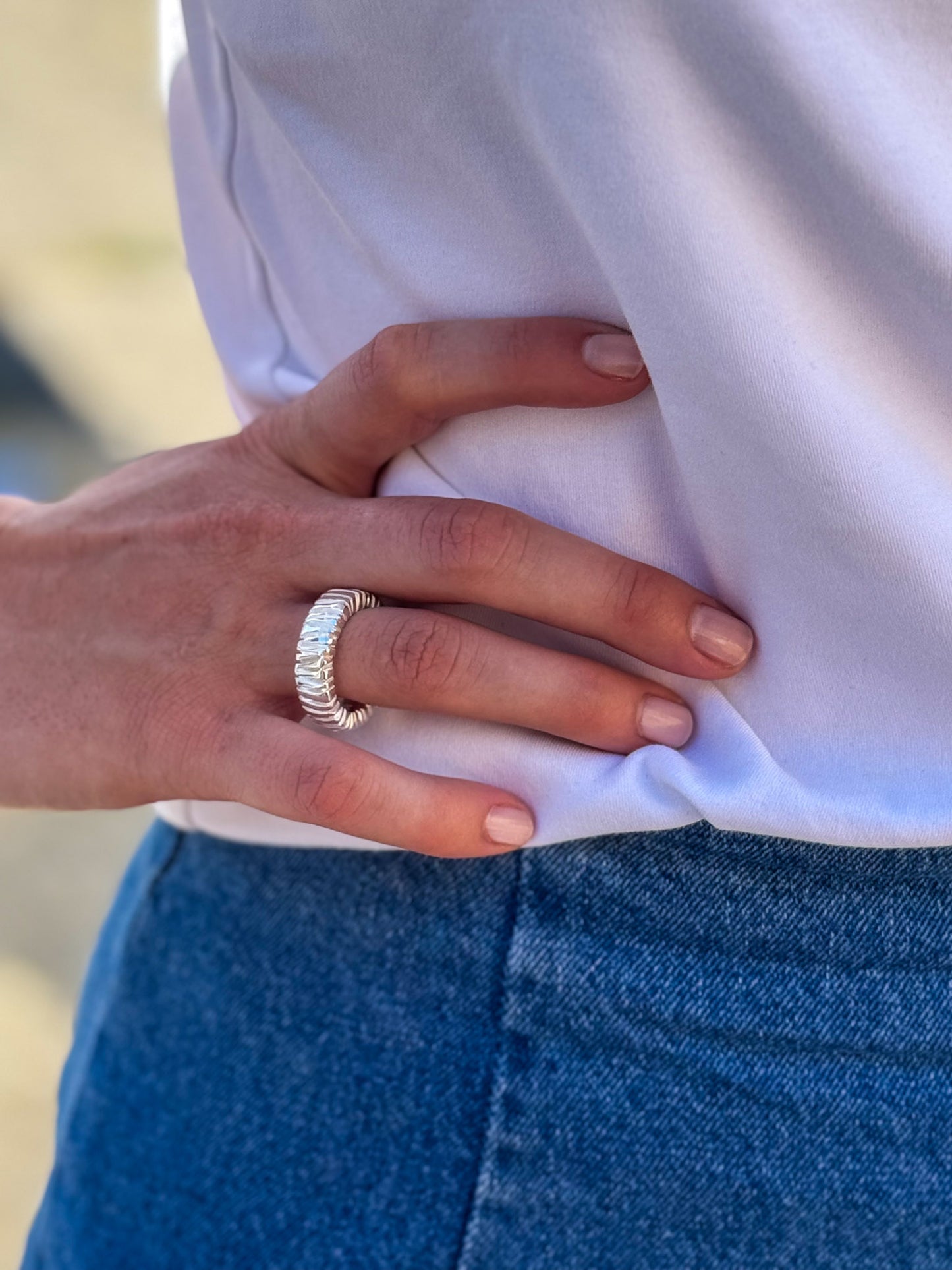 Bold Textured Band Ring Handmade in Germany from 925 Sterling Silver