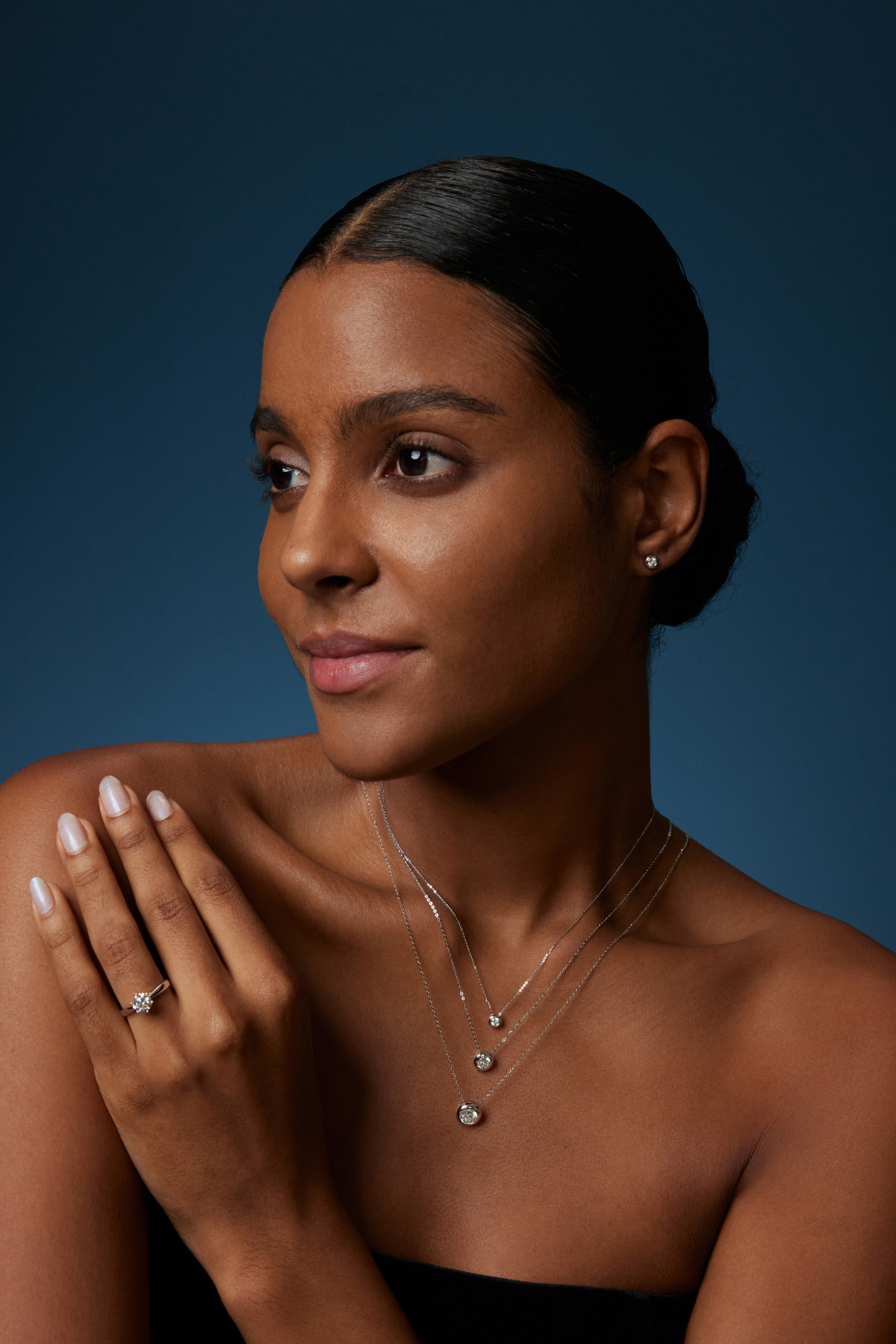 18k White Gold Solitaire Bezel Lab Grown Diamond Necklace