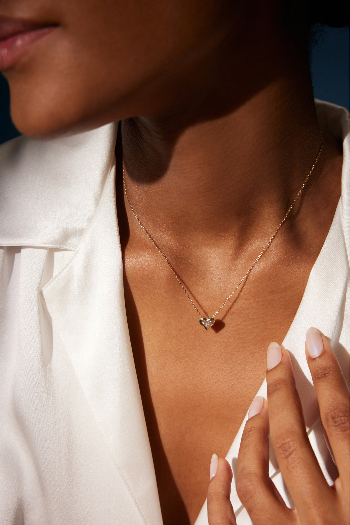 18k Yellow Gold Heart Necklace with Lab Grown Diamonds