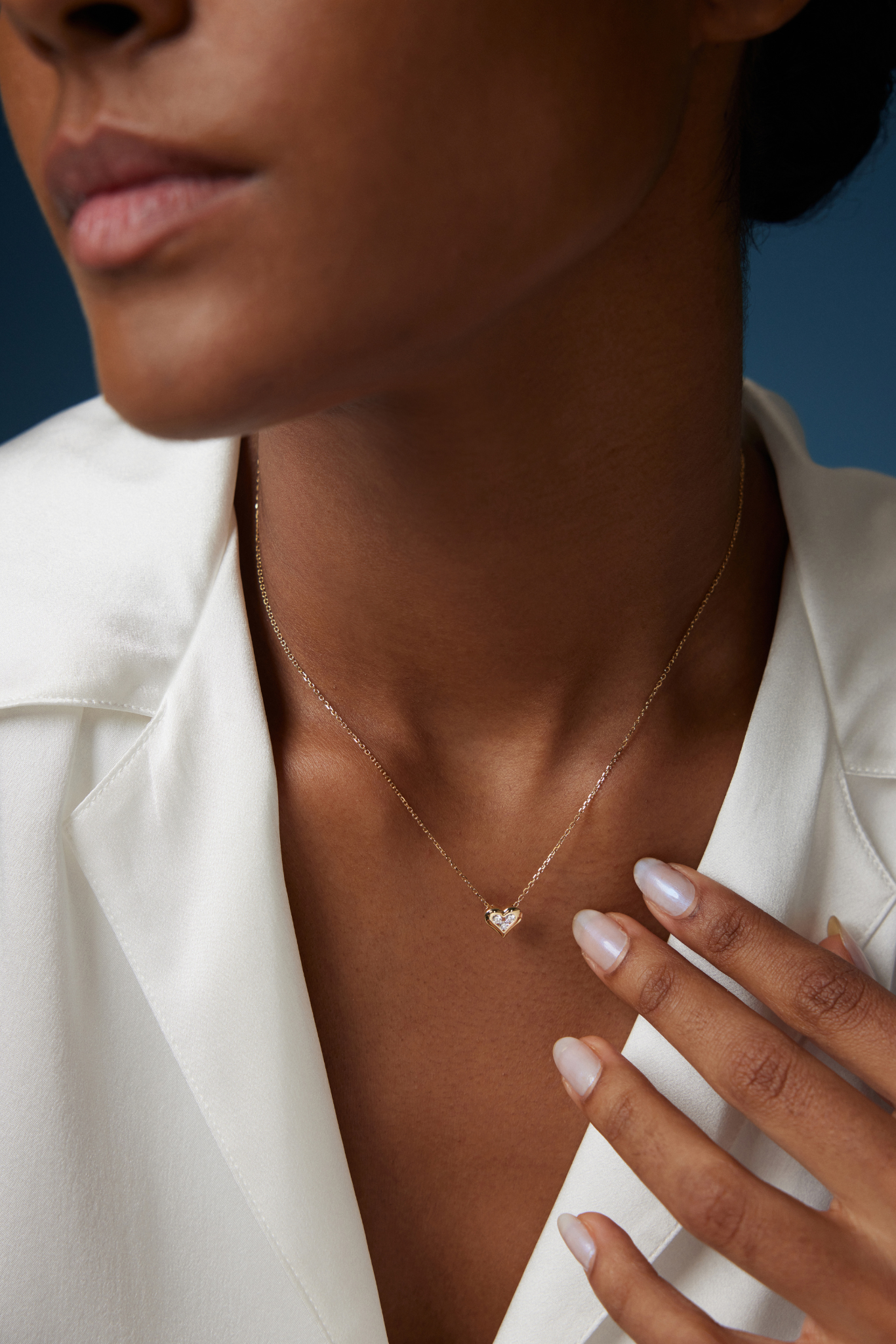 18k Yellow Gold Heart Necklace with Lab Grown Diamonds