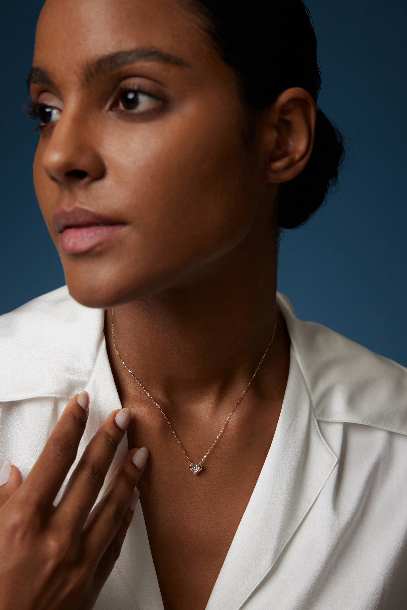 18k Yellow Gold Heart Necklace with Lab Grown Diamonds