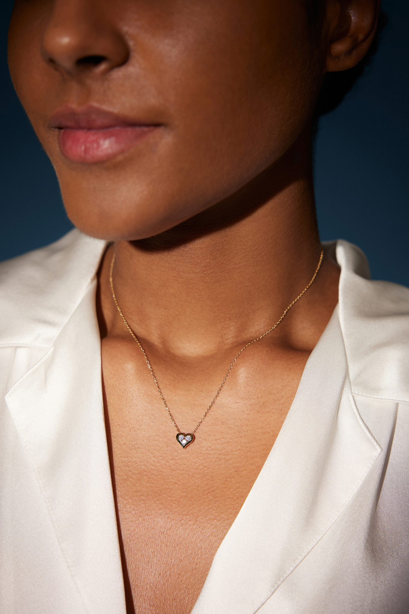 18k Yellow Gold Heart Necklace with Lab Grown Diamonds