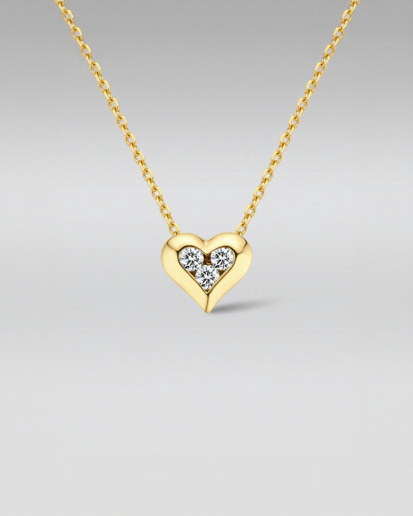 18k Yellow Gold Heart Necklace with Lab Grown Diamonds