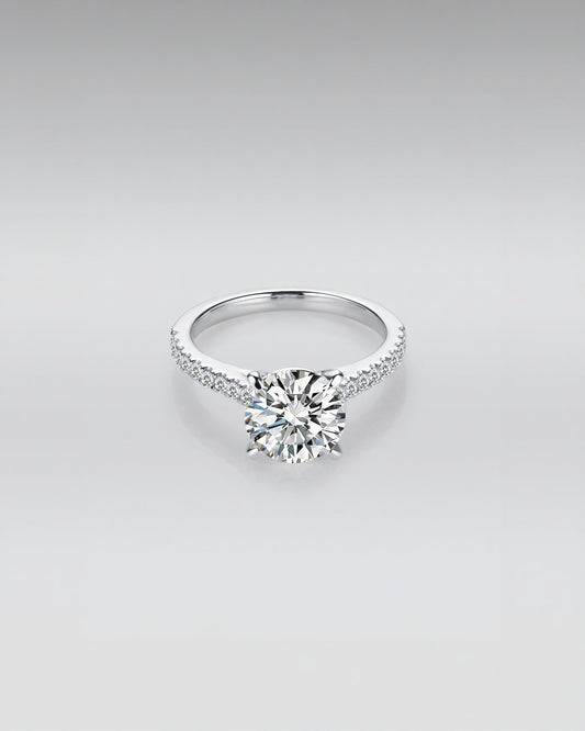 18k White Gold Pavé Engagement Ring with Round Brilliant Lab Grown Diamond