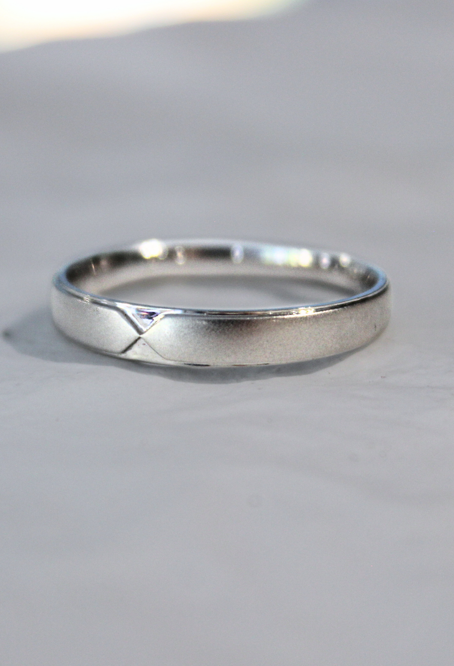 Subtle X-Detail Matte Band Ring