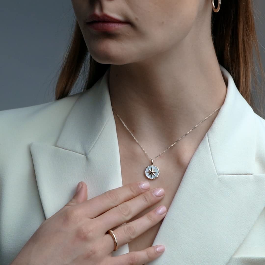 Mother - of - Pearl Compass - Sternvoll Jewelry color-green color-pink