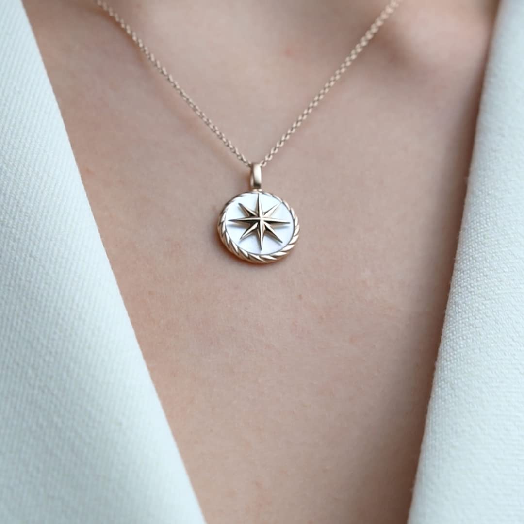 Mother - of - Pearl Compass - Sternvoll Jewelry color-green color-pink