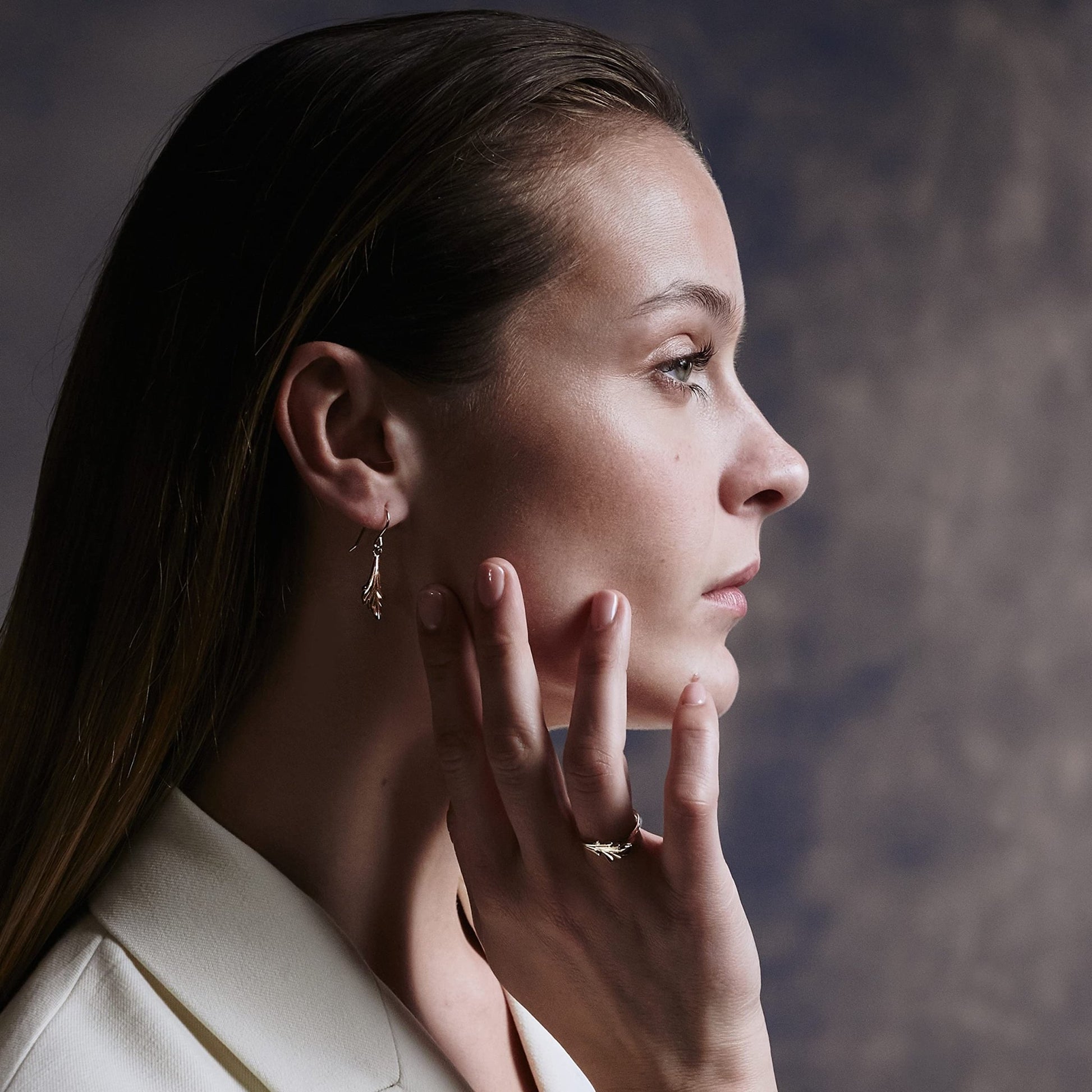 Natur - inspirierte 925 Sterling Silber Blatt - Ohrhänger Premium Modische Ohrringe (Gold) - Sternvoll Jewelry color-gold