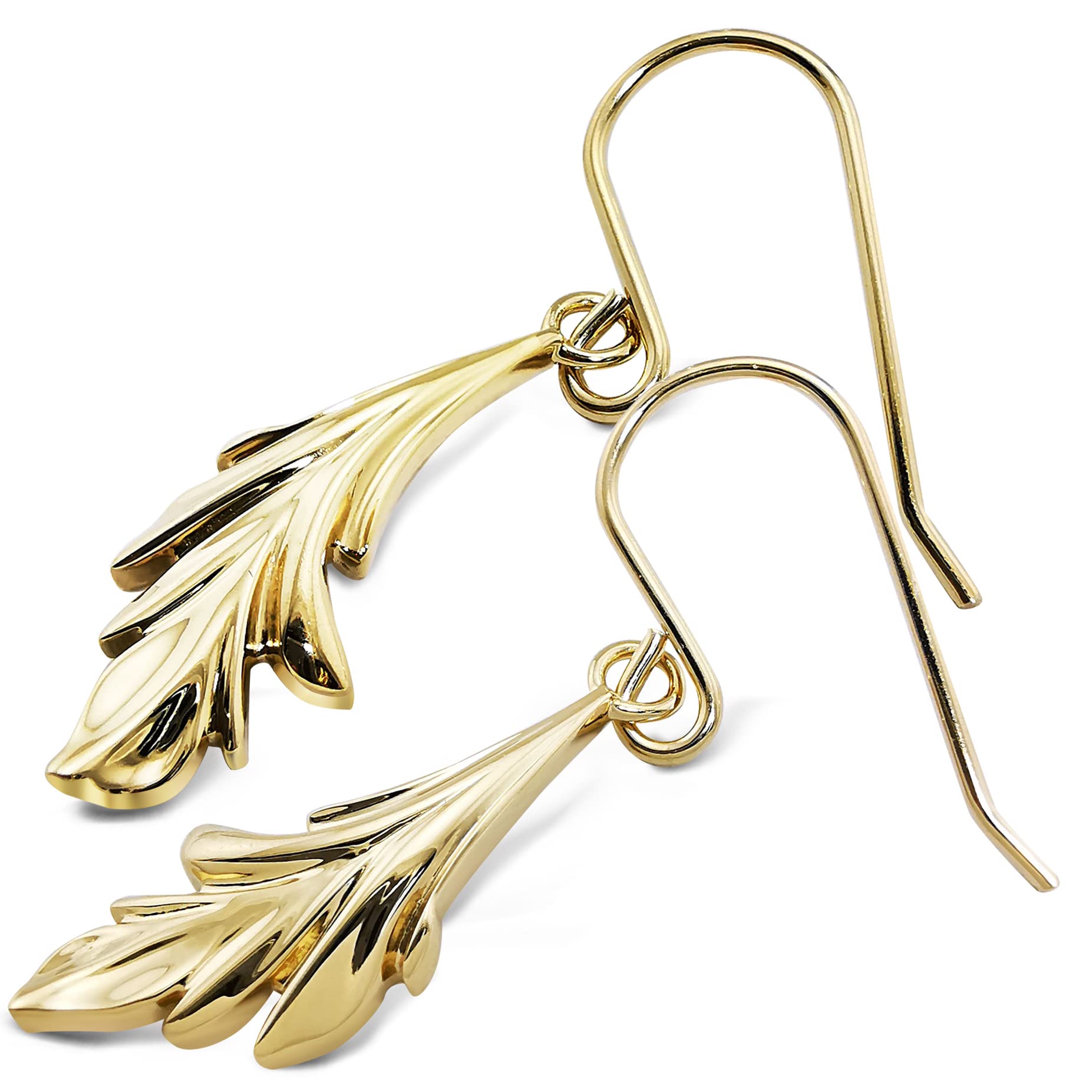 Natur - inspirierte 925 Sterling Silber Blatt - Ohrhänger Premium Modische Ohrringe (Gold) - Sternvoll Jewelry color-gold