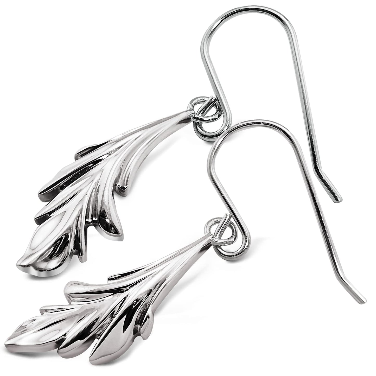 Natur - inspirierte 925 Sterling Silber Blatt - Ohrhänger Premium Modische Ohrringe (Gold) - Sternvoll Jewelry color-silver