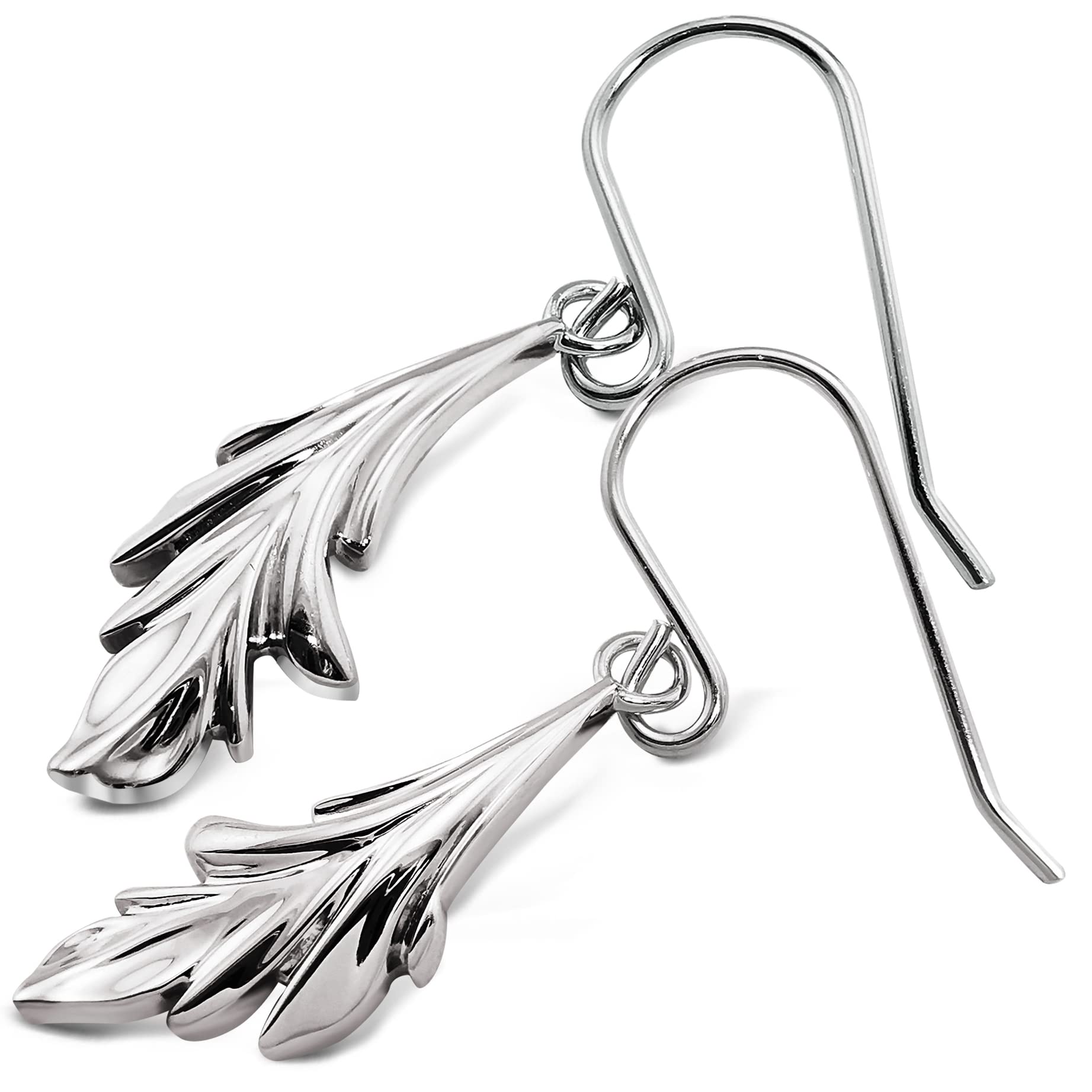 Natur - inspirierte 925 Sterling Silber Blatt - Ohrhänger Premium Modische Ohrringe (Gold) - Sternvoll Jewelry color-silver