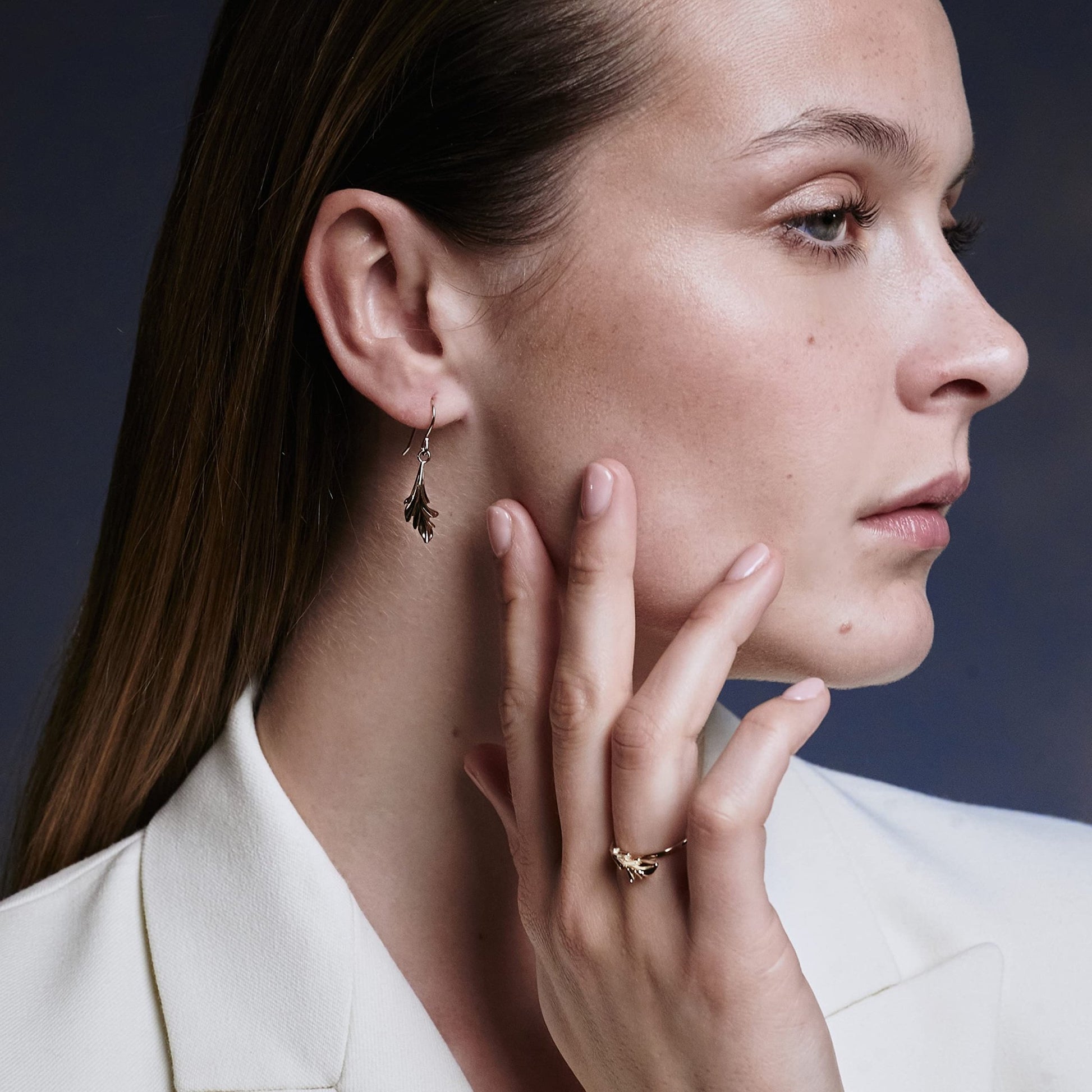 Natur - inspirierte 925 Sterling Silber Blatt - Ohrhänger Premium Modische Ohrringe (Gold) - Sternvoll Jewelry color-gold