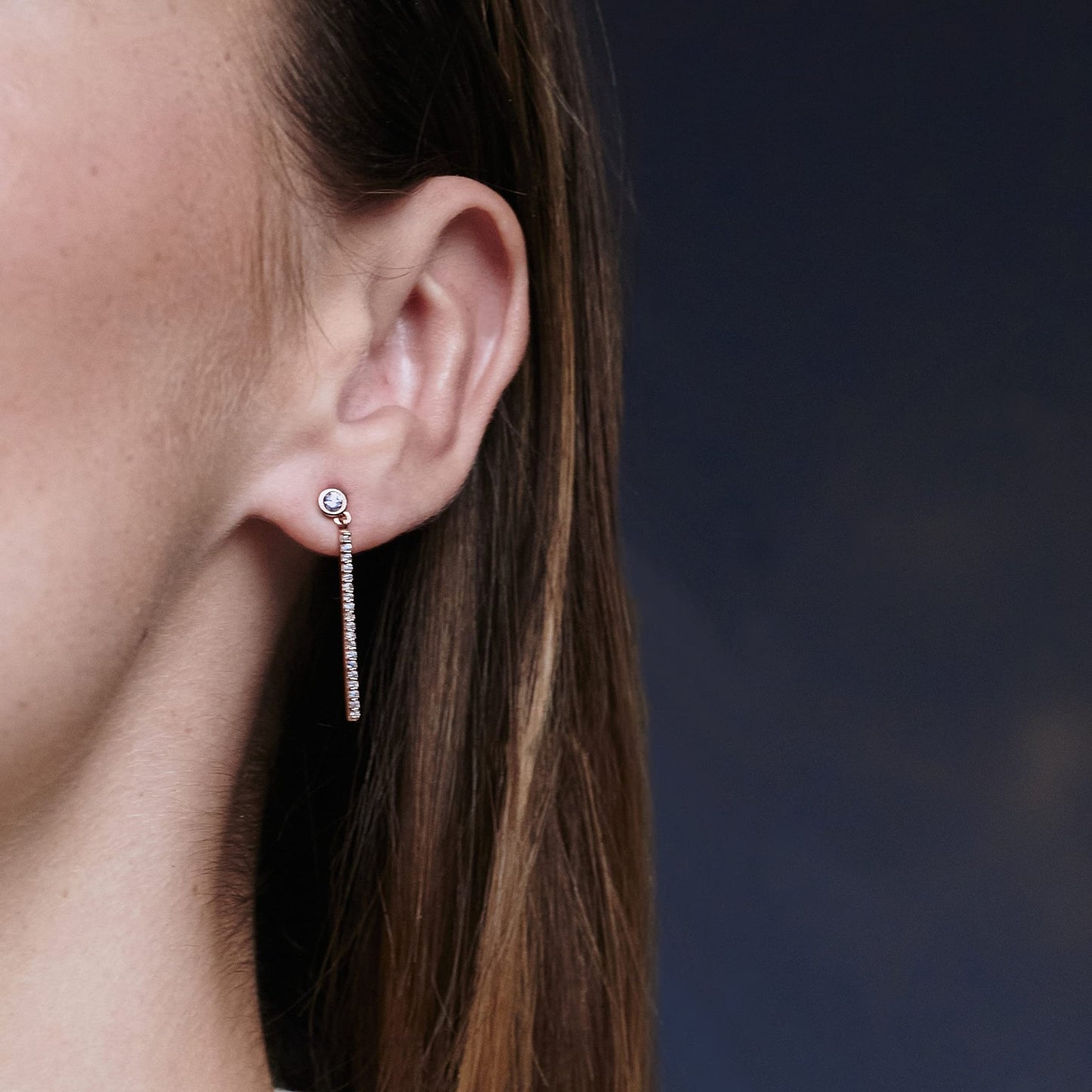 Schicke Zirkonia - Ohrringe in Stabform aus 925 Sterling Silber (Roségold) - Sternvoll Jewelry color-rose gold