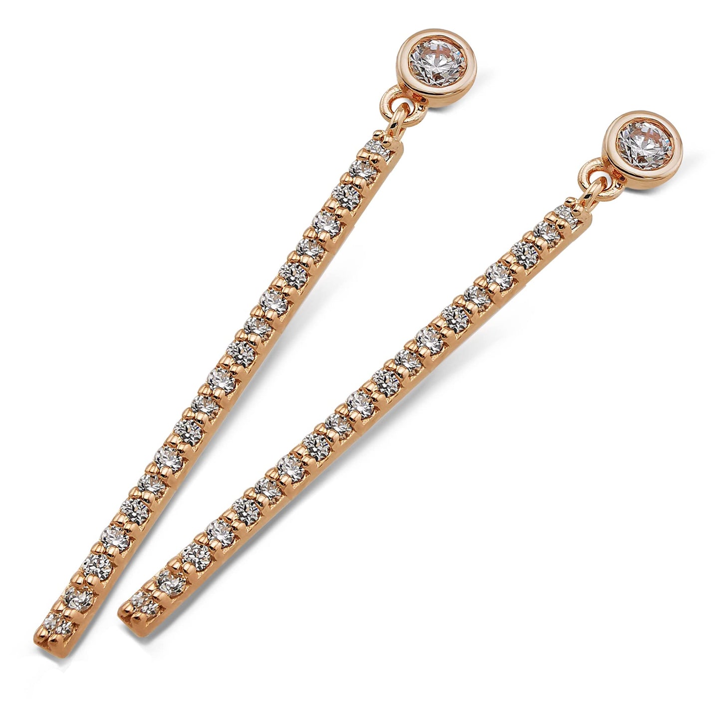Schicke Zirkonia - Ohrringe in Stabform aus 925 Sterling Silber (Roségold) - Sternvoll Jewelry color-rose gold