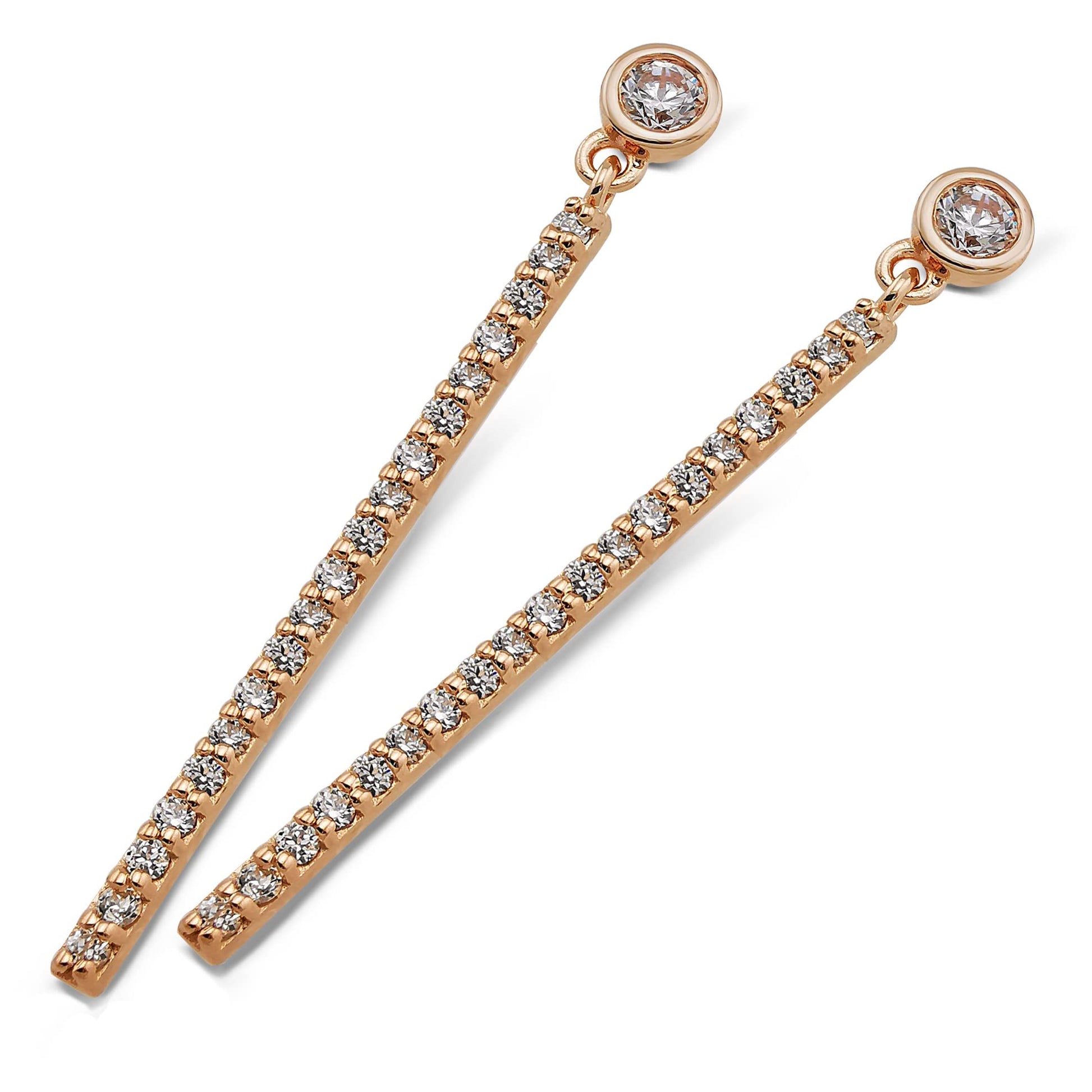 Schicke Zirkonia - Ohrringe in Stabform aus 925 Sterling Silber (Roségold) - Sternvoll Jewelry color-rose gold