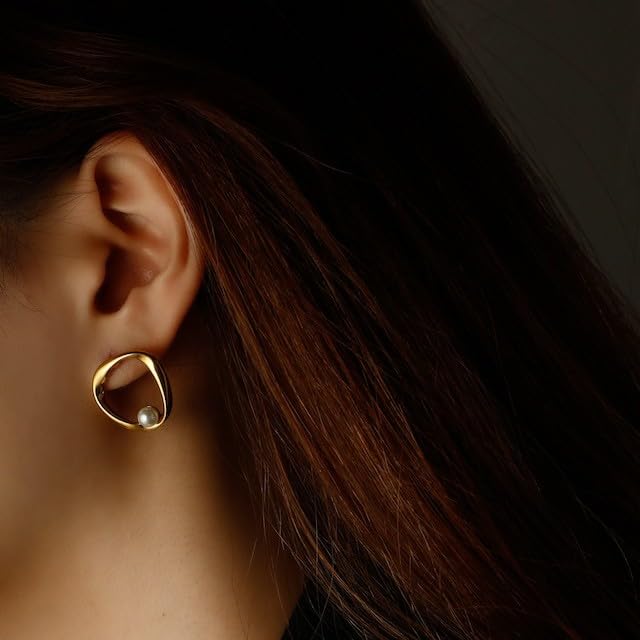 Sternvoll® Creolen aus 925 Sterling Silber Gold platziert mit Süßwasserperlen (Creolen Gold) - Sternvoll Jewelry
color-gold earring design-hoop