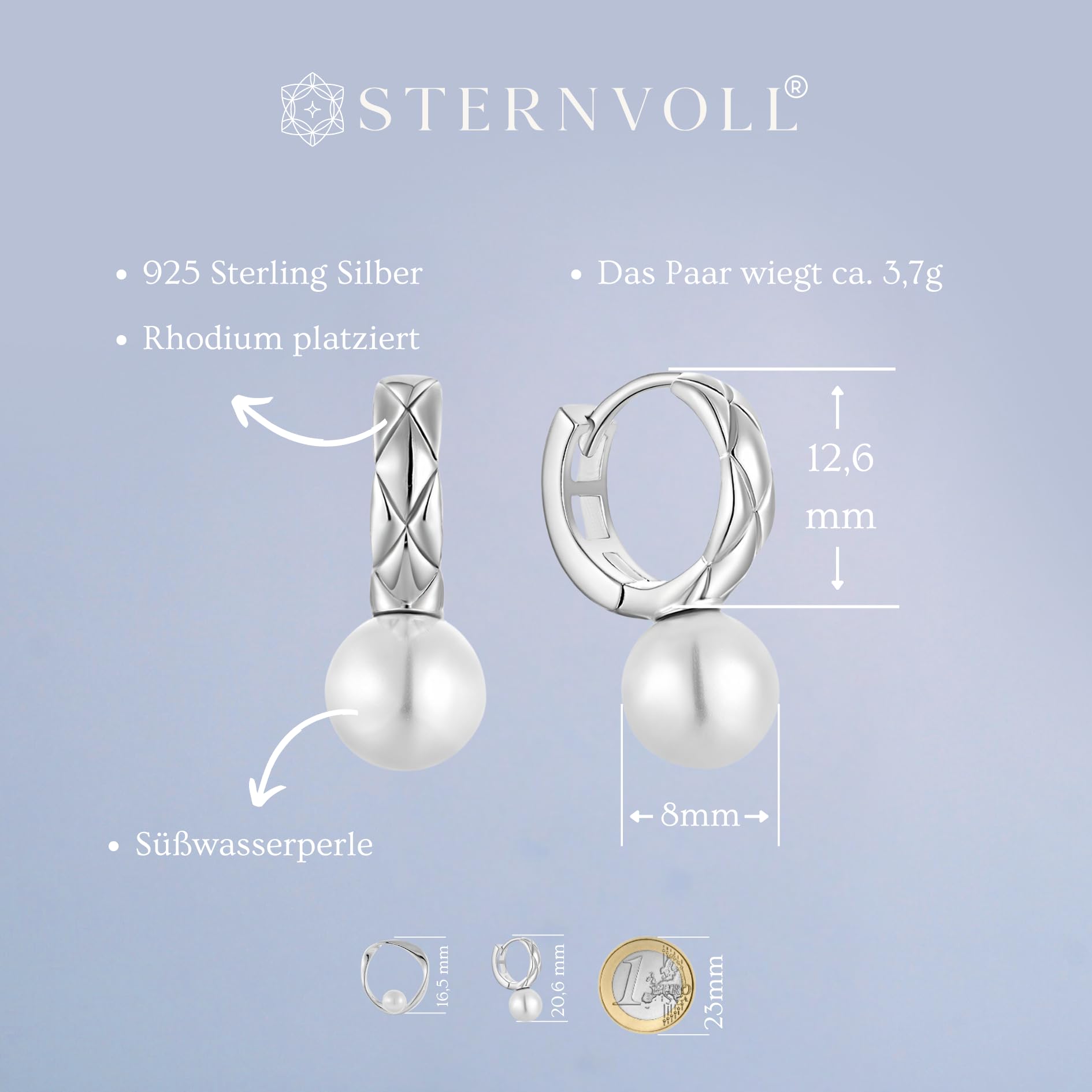 Sternvoll® Creolen aus 925 Sterling Silber Gold platziert mit Süßwasserperlen (Creolen Gold) - Sternvoll Jewelry color-silver color-gold earring design-hoop earring design-huggie