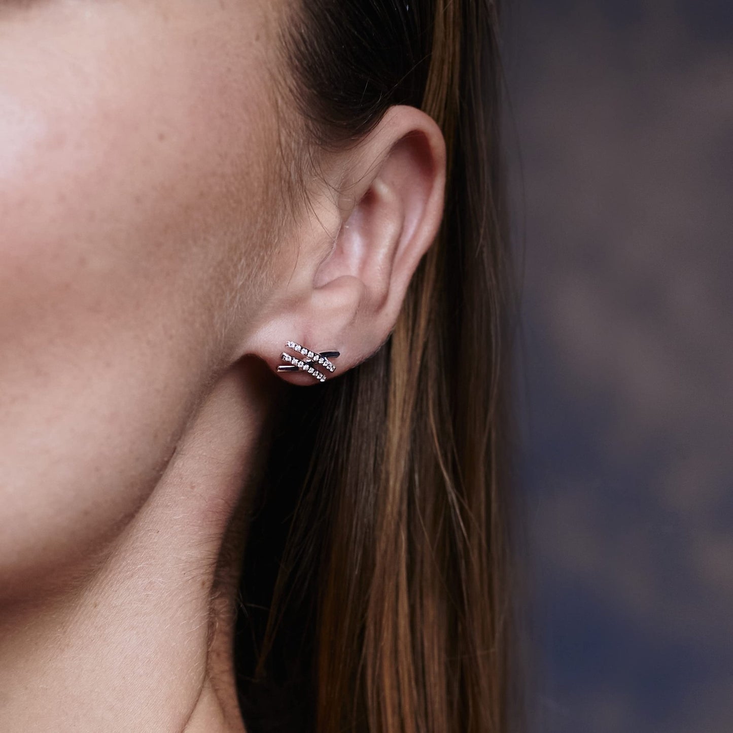 Sternvoll® Damen Ohrstecker aus 925 Sterling Silber mit Zirkonia Steinen in 3 Stäben - Sternvoll Jewelry color-silver