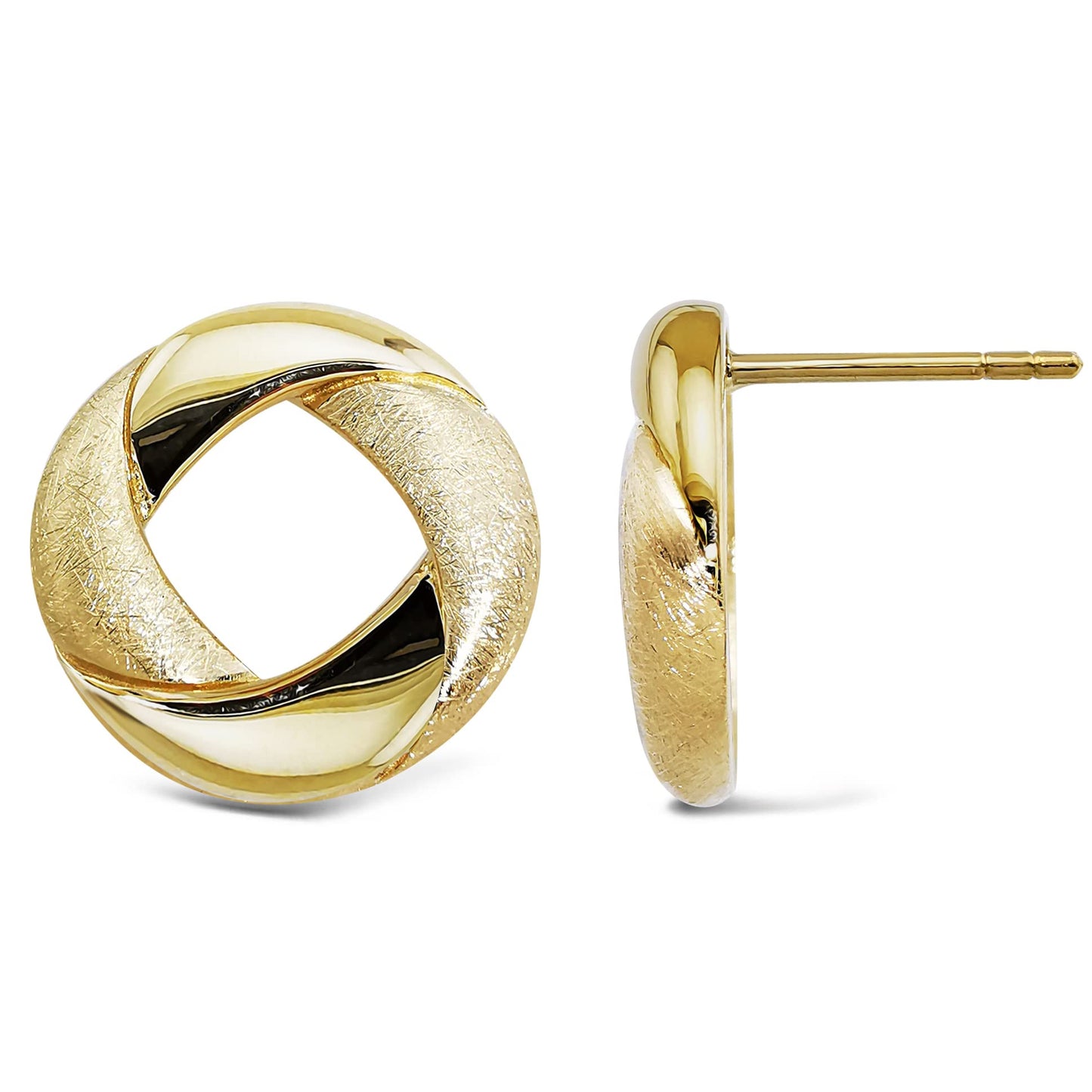 Sternvoll® Premium Ohrringe aus 925 Sterling Silber Ohrstecker in Kreisform mit 2 Texturen und elegantem Design (Gold) - Sternvoll Jewelry color-gold