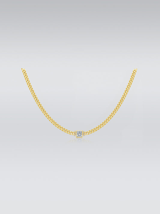 Princess-Cut Diamond Cuban Chain Necklace