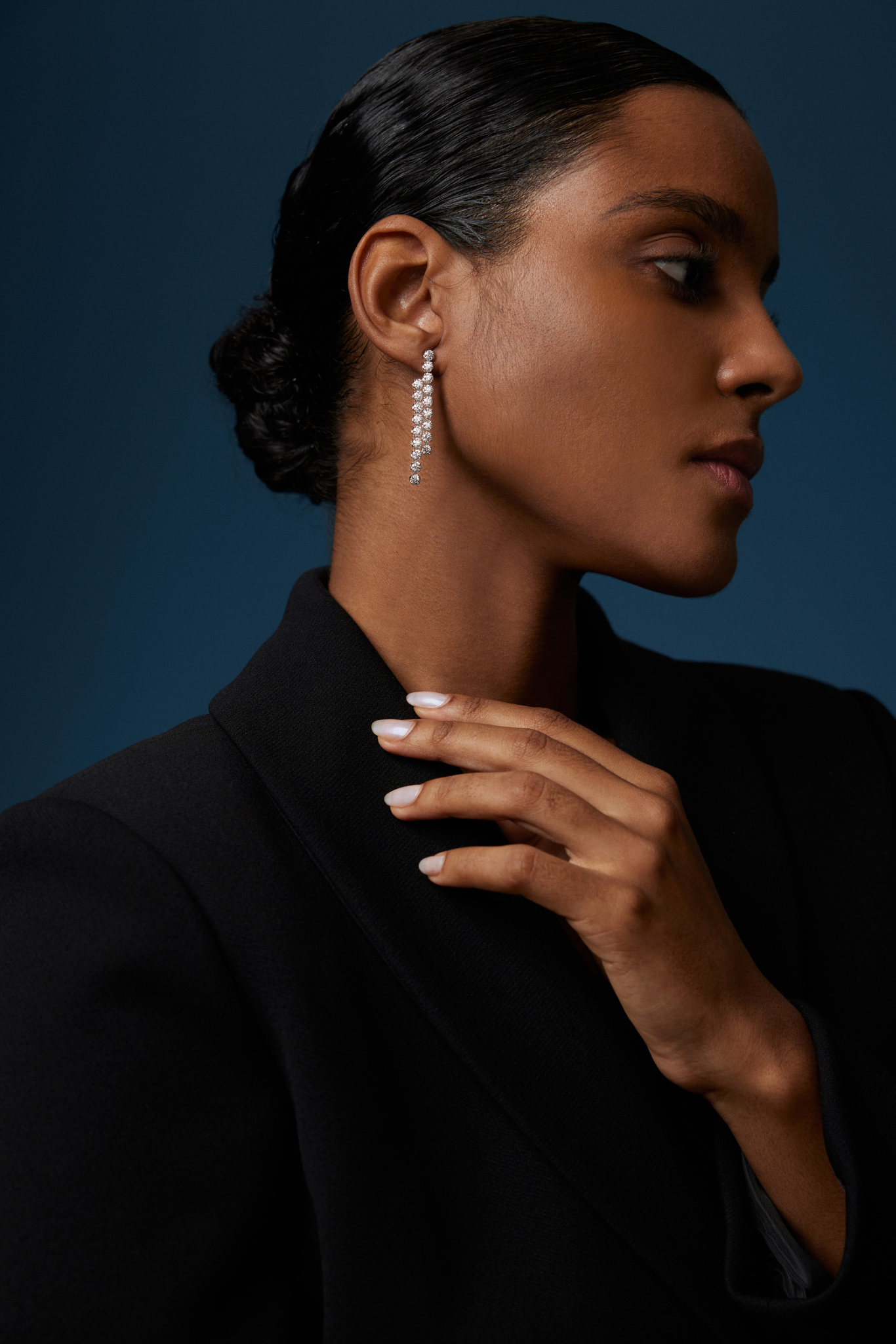 18K White Gold Diamond Drop Earrings with Lab Grown Diamonds