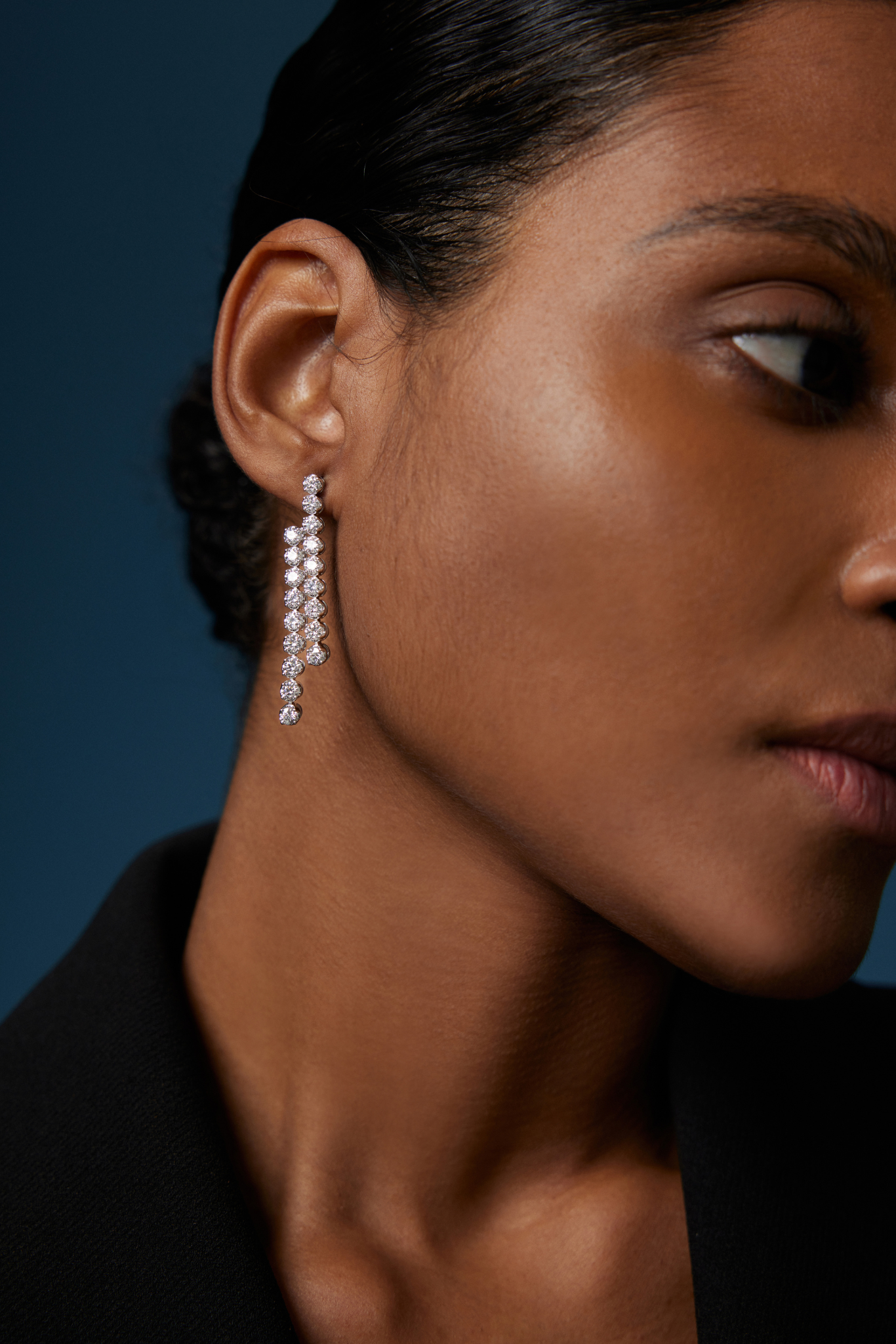 18K White Gold Diamond Drop Earrings with Lab Grown Diamonds