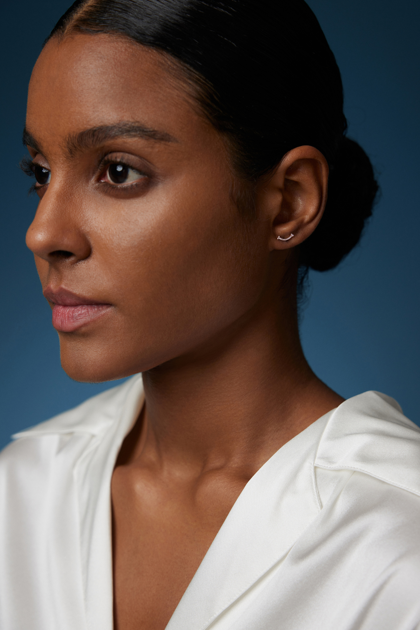 18K Rose Gold Pavé Curve Stud Earrings with Lab Grown Diamonds