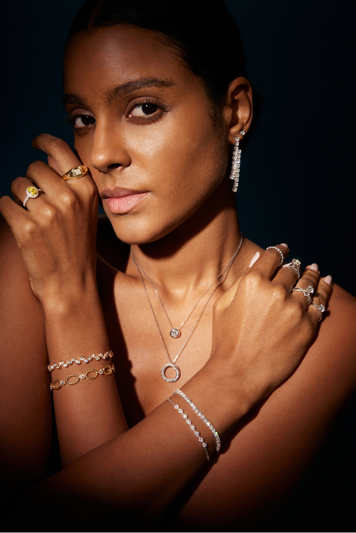 18K White Gold Diamond Drop Earrings with Lab Grown Diamonds