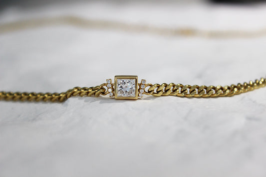 Princess-Cut Diamant Cuban Chain Halskette