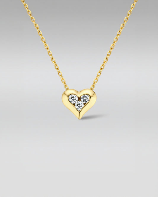 18k Yellow Gold Heart Necklace with Lab Grown Diamonds