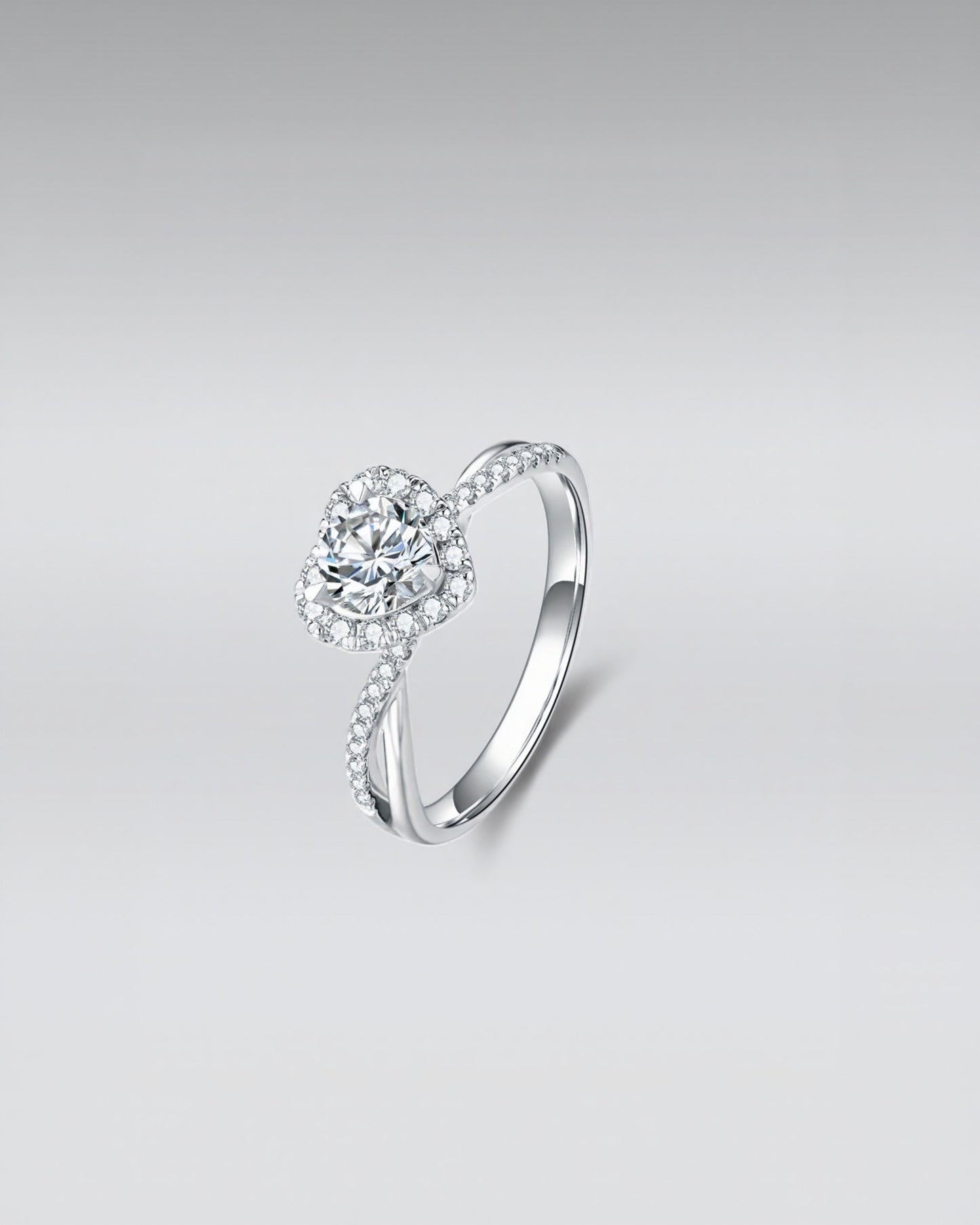 Heart-Shaped Halo Diamond Ring