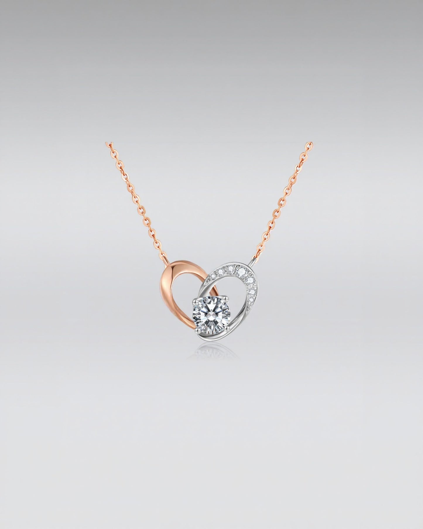 Two-Tone Heart Pendant Necklace