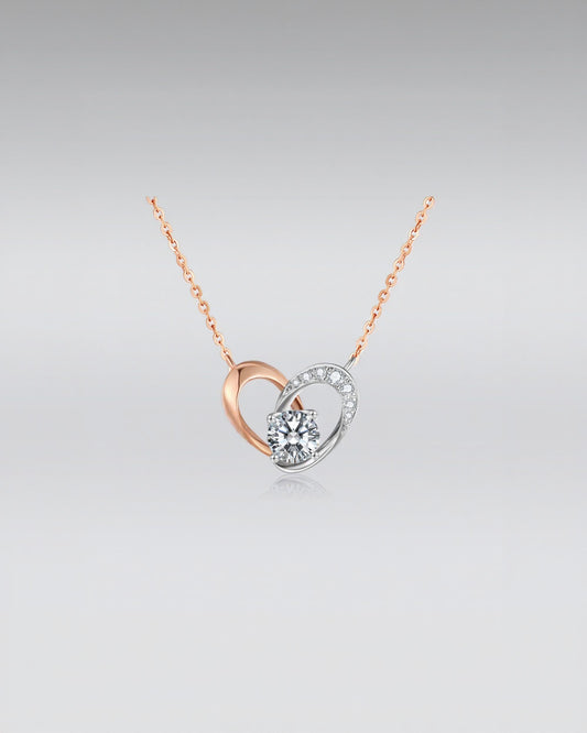 Two-Tone Heart Pendant Necklace