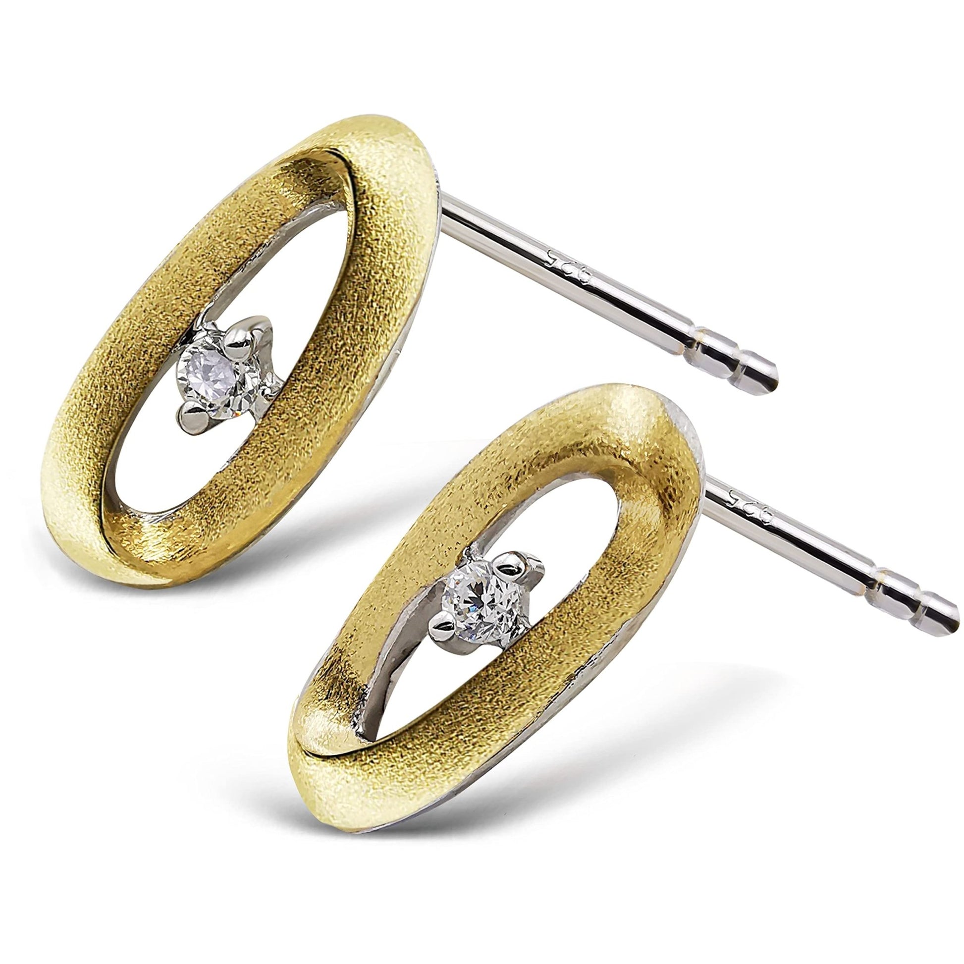 Sternvoll® Damen Ohrstecker aus 925 Sterling Silber mit Zirkonia Stein 14 Karat Vergoldet in Möbiusband - Sternvoll Jewelry color-gold
